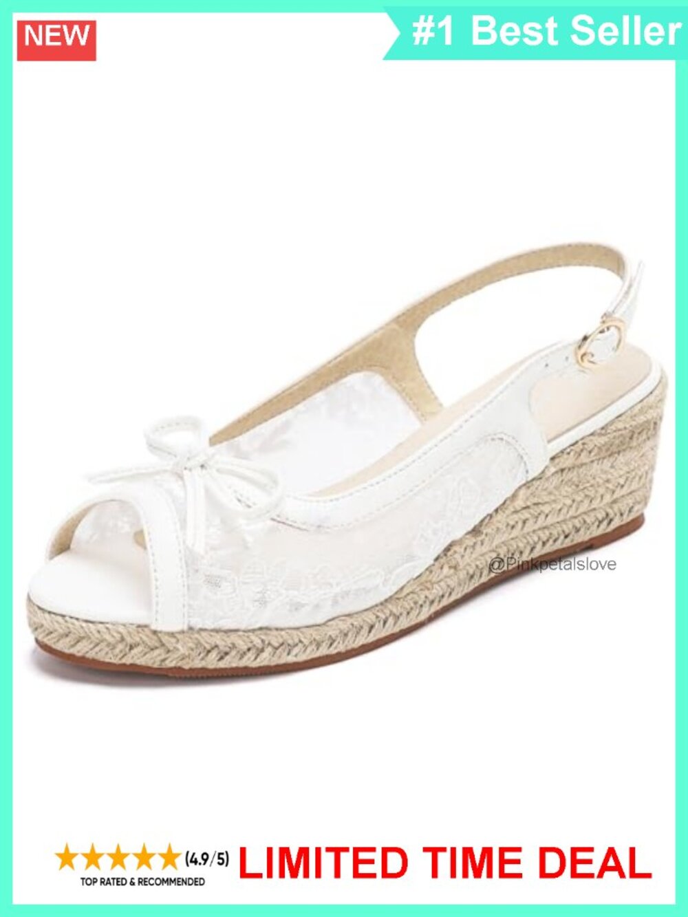 Lace Wedge Espadrille Platform Slingback Sandals Open Toe Buckle Strap